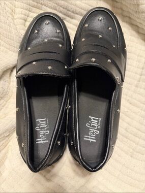 Hey Girl Black Studded Penny Loafers